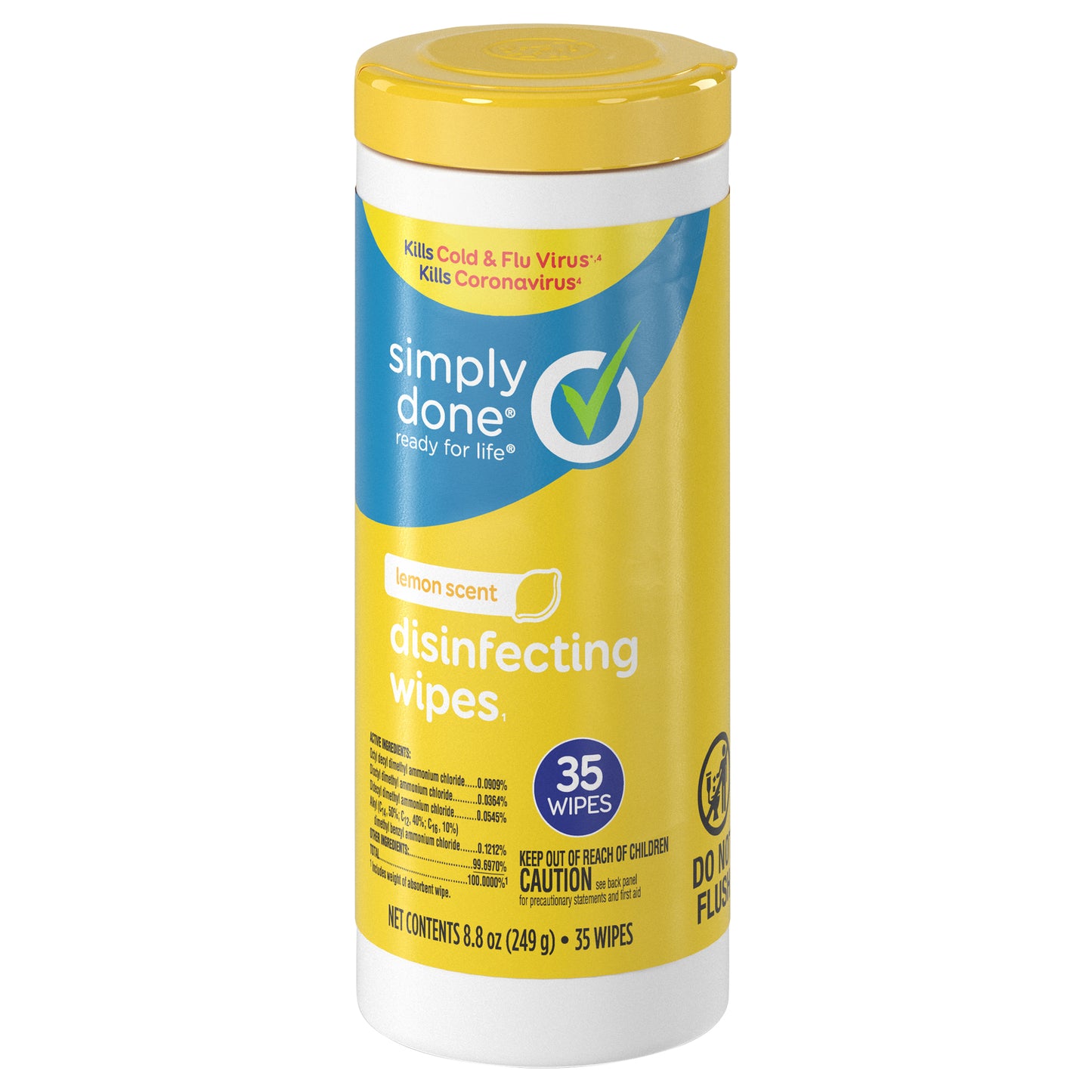 Simply Done Disinfecting Lemon Scent Wipes 35 ea