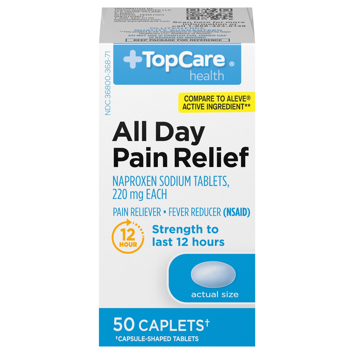 TopCare Health 220 mg All Day Pain Relief 50 Caplets