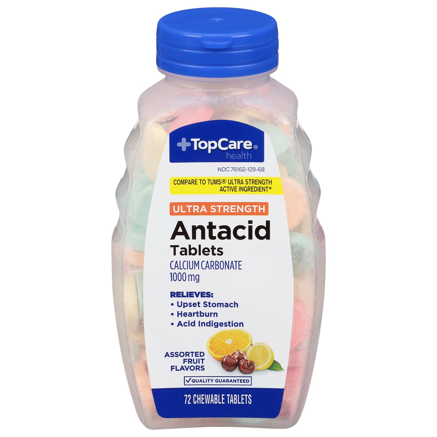 TopCare Health 1000 mg Ultra Strength Assorted Fruit Flavors Antacid 72 Tablets
