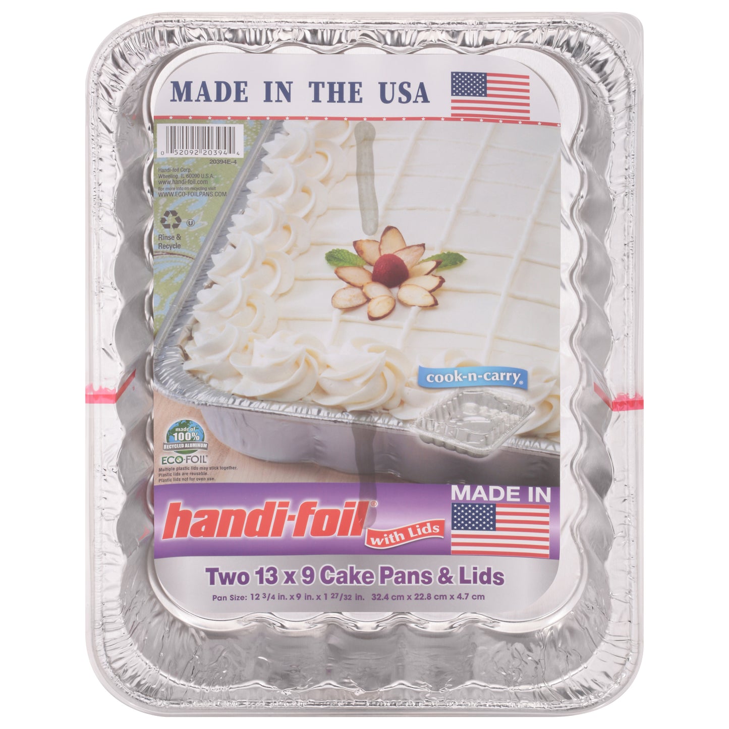 Handi-Foil 13 x 9 Cake Pans & Lids 2 ea