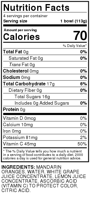 Mandarin Oranges Segments In 100% Juice