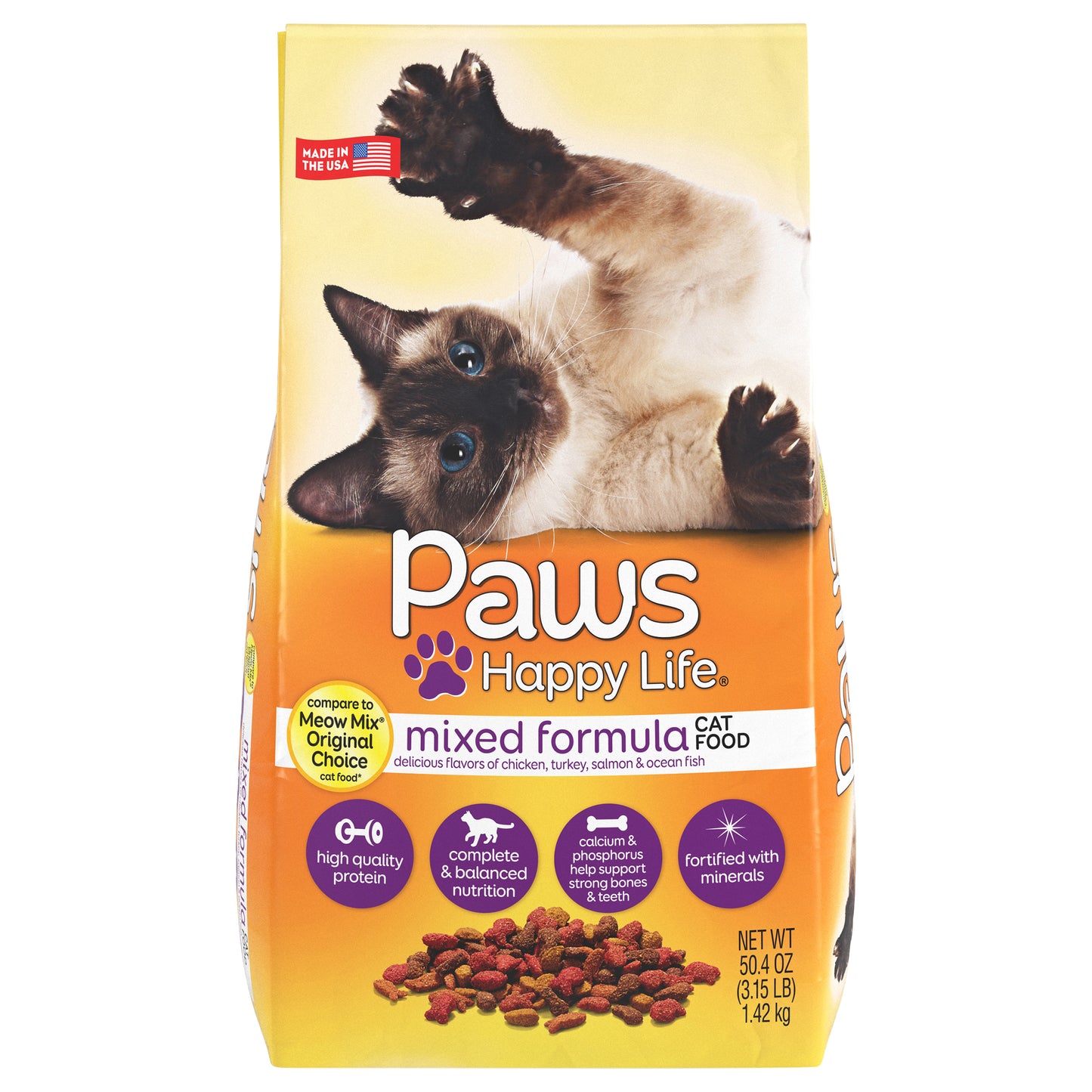 Paws Happy Life Mixed Formula Chicken, Turkey, Salmon & Ocean Fish Cat Food 50.4 oz
