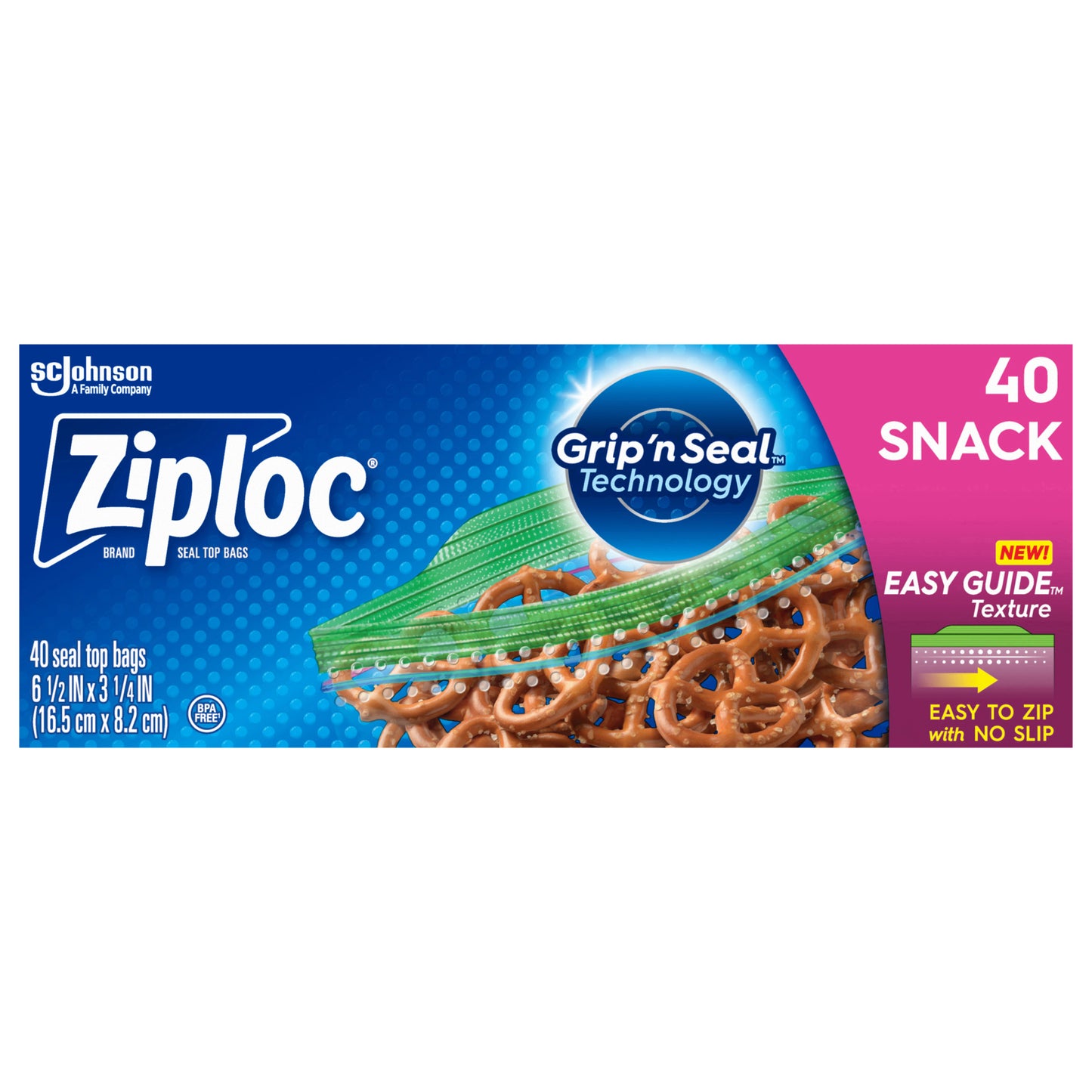 Ziploc® Brand Snack Bags with Grip 'n Seal Technology, 40 Count