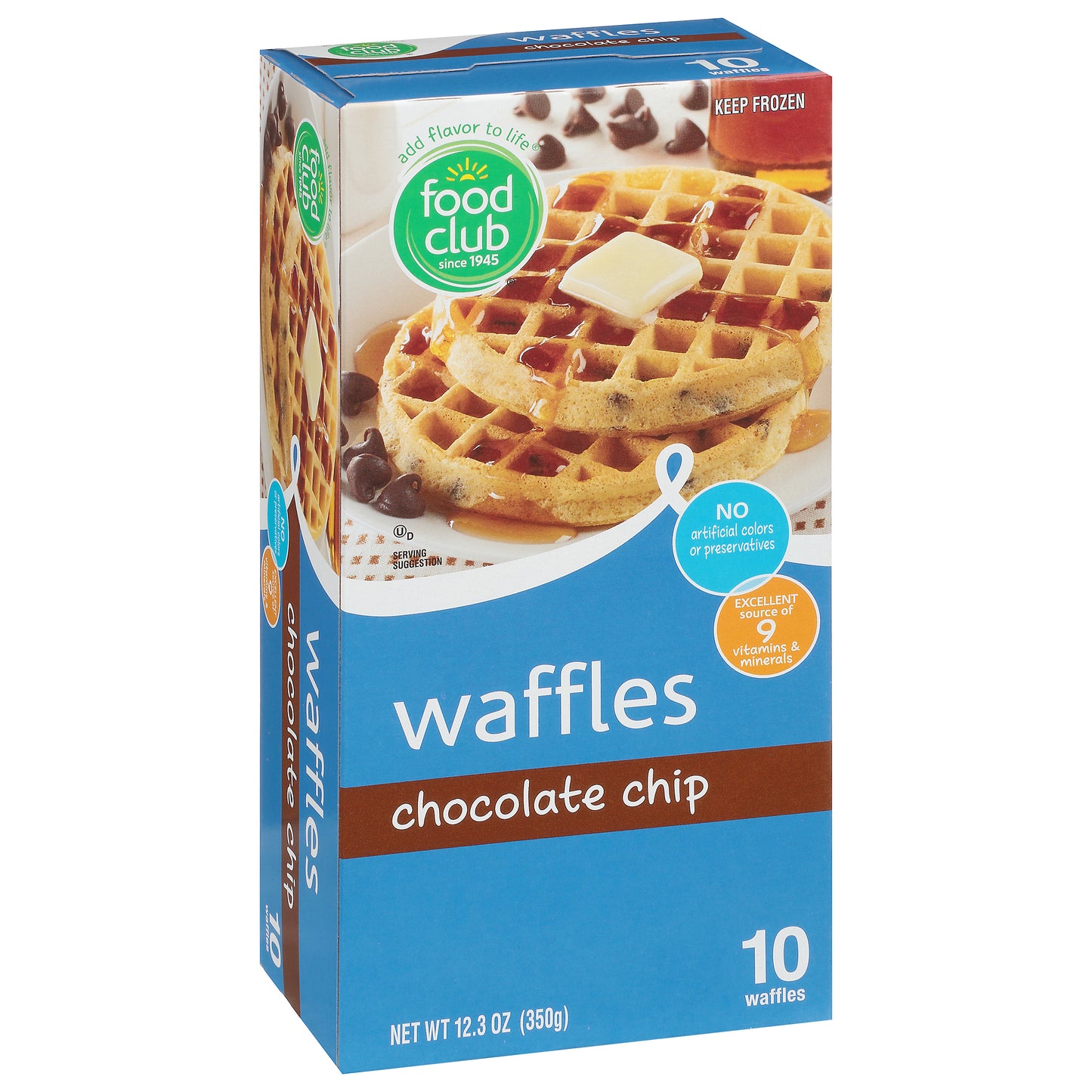 Food Club Chocolate Chip Waffles 10 ea