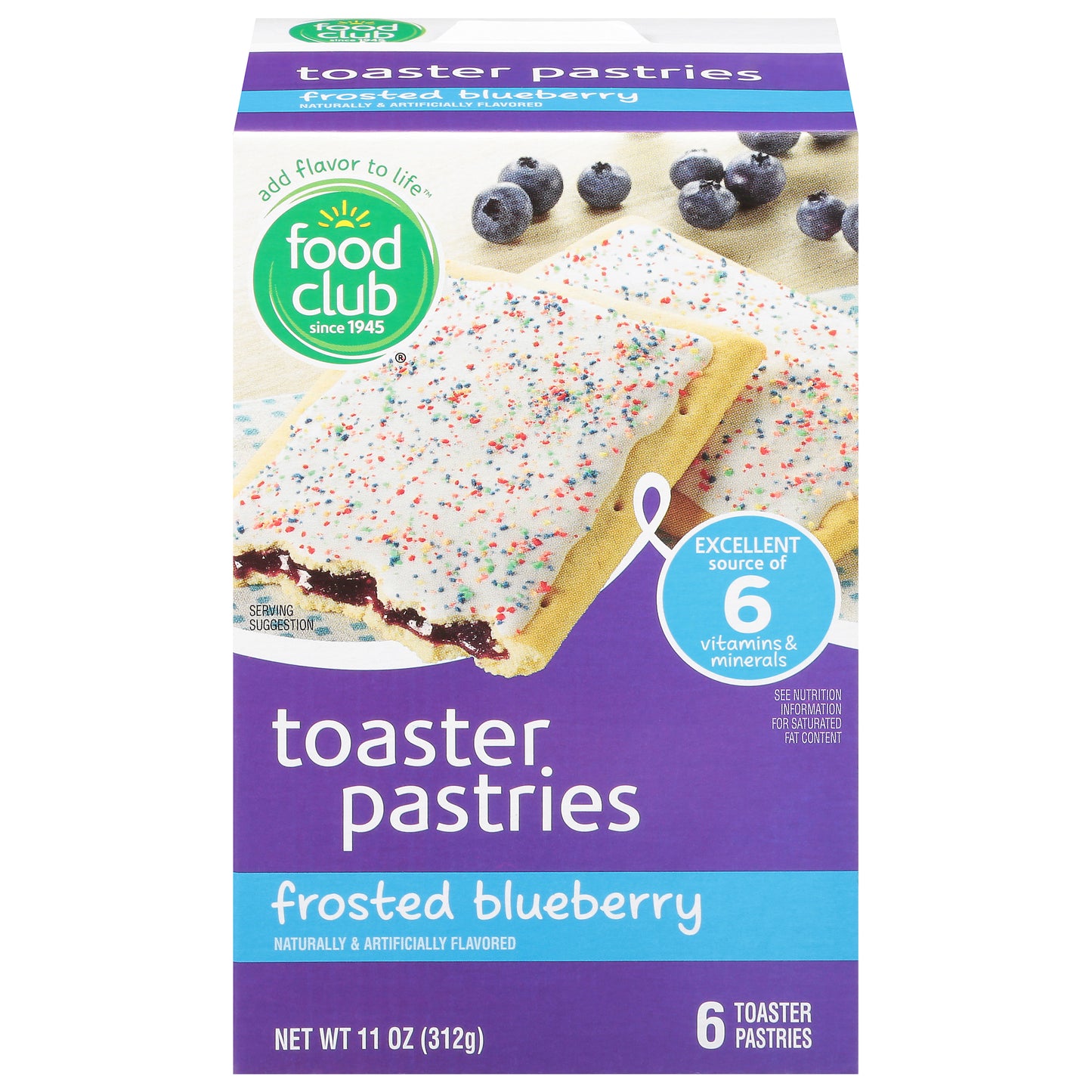 Food Club Frosted Blueberry Toaster Pastries 6 ea