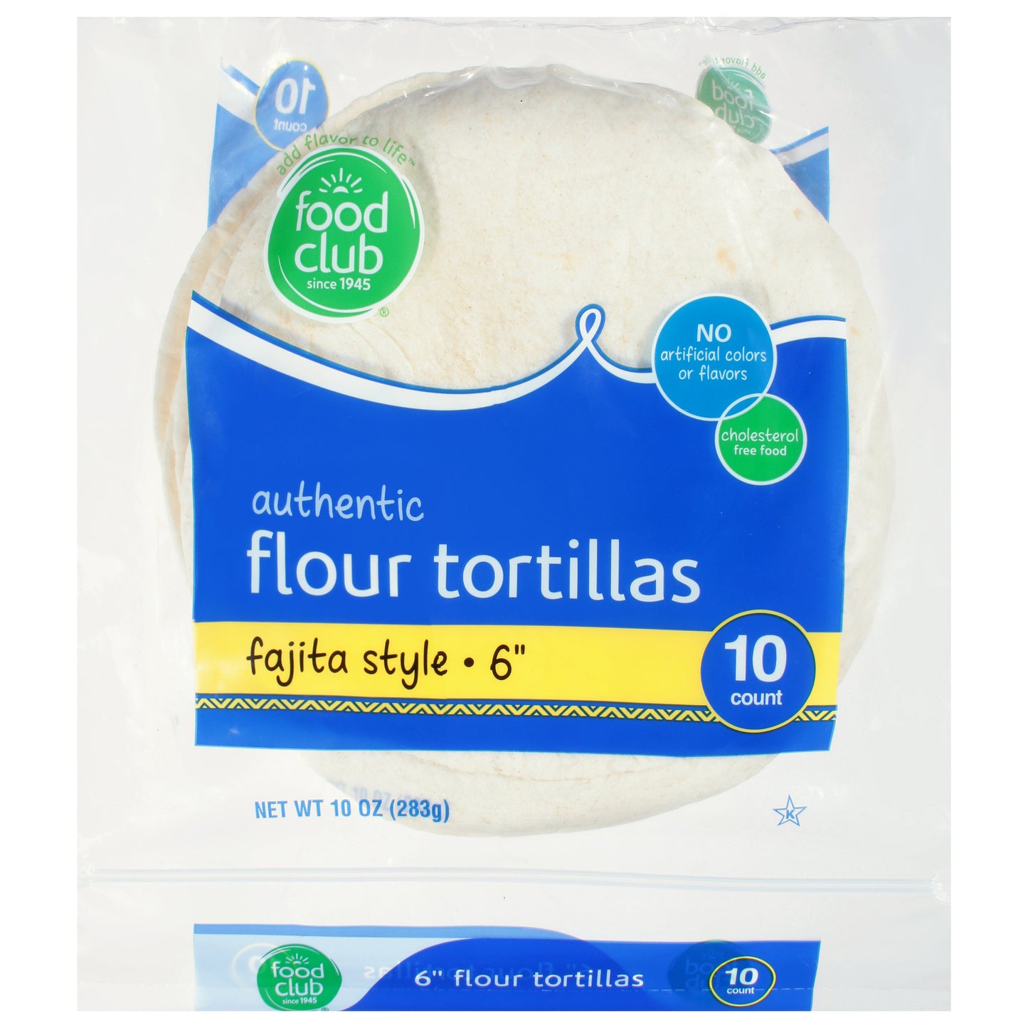 Food Club 6 Inch Fajita Style Authentic Flour Tortillas 10 ea