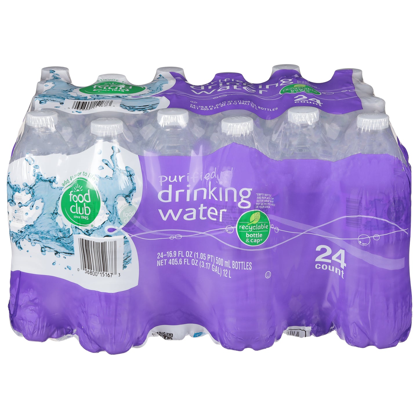 Food Club Purified Drinking Water Bottle 24 ea