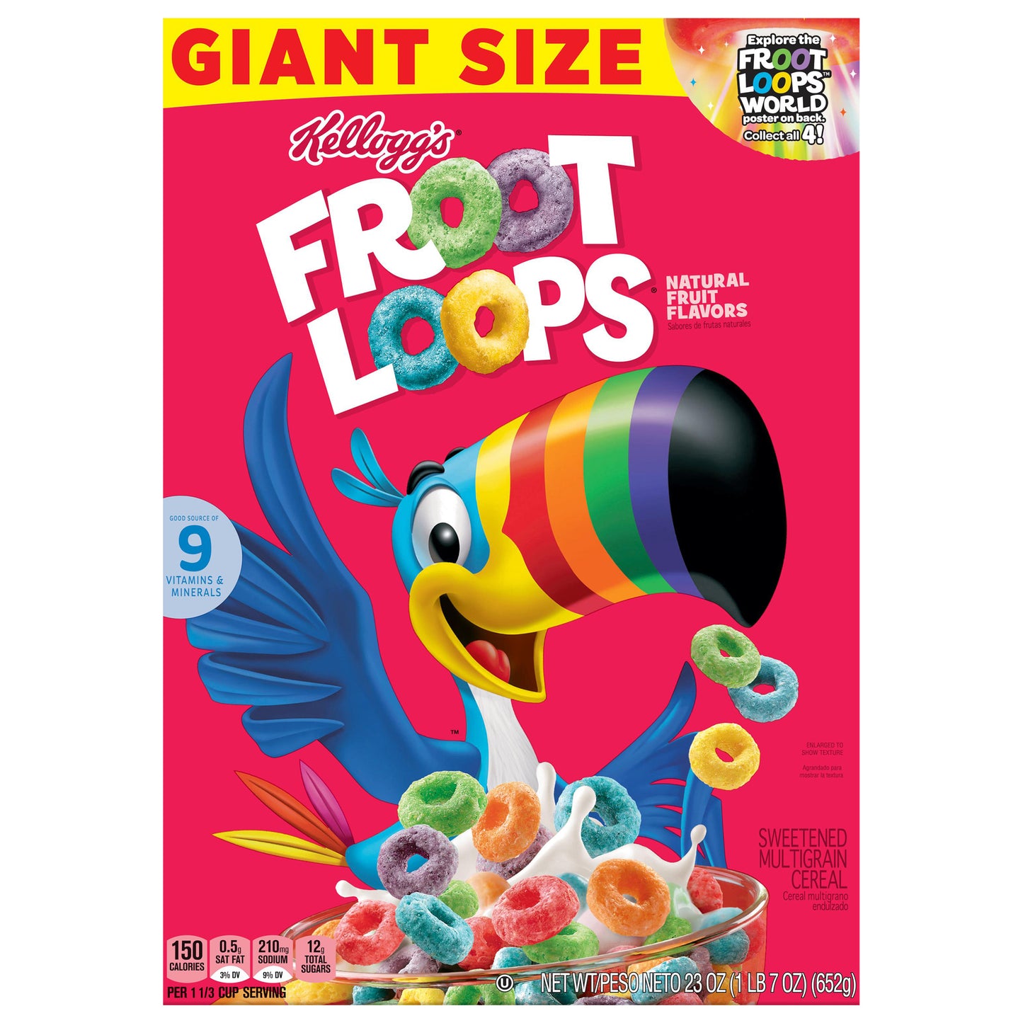 Kellogg's Froot Loops Breakfast Cereal Original, Kids Cereal, 23 oz