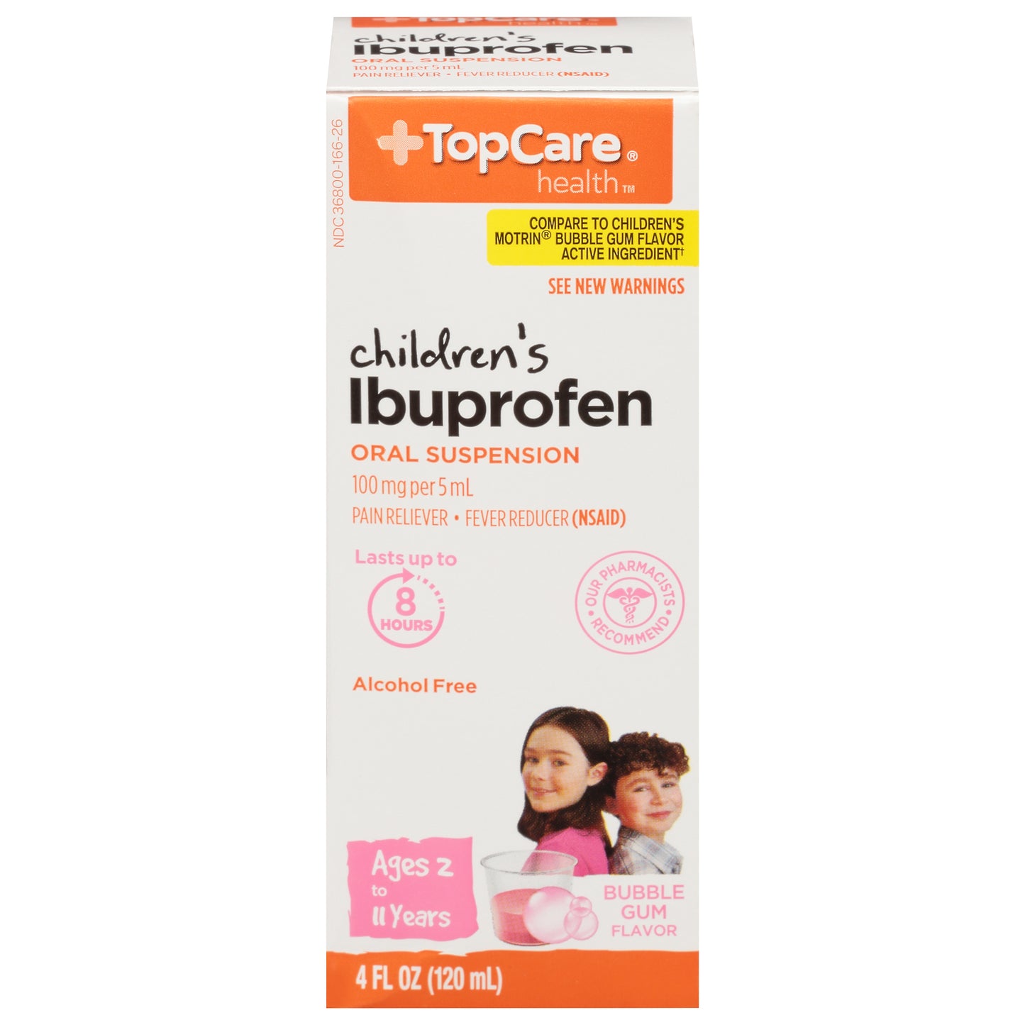 TopCare Health 100 mg Children's Oral Suspension Bubble Gum Flavor Ibuprofen 4 fl oz