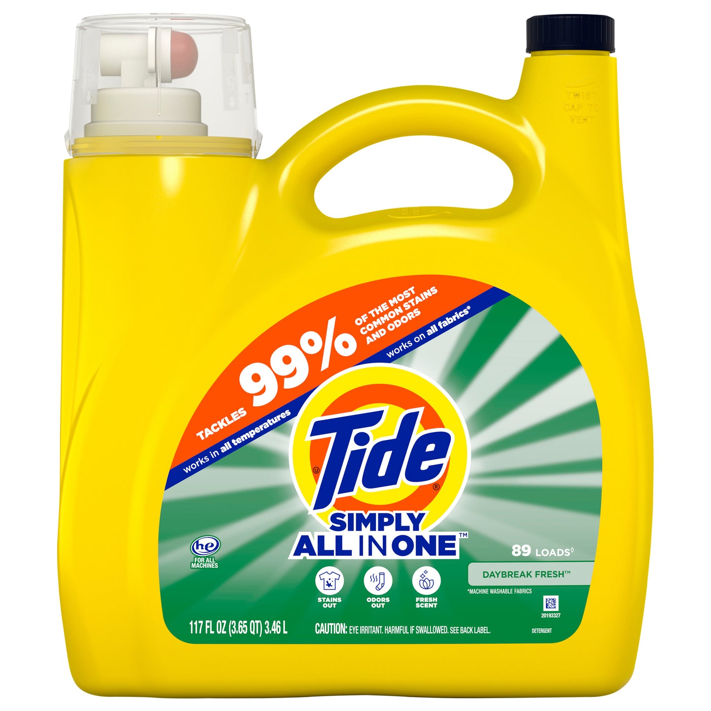 Tide Simply All-In-One Liquid Laundry Detergent, Daybreak Fresh Scent, 89 Loads, 117 fl oz