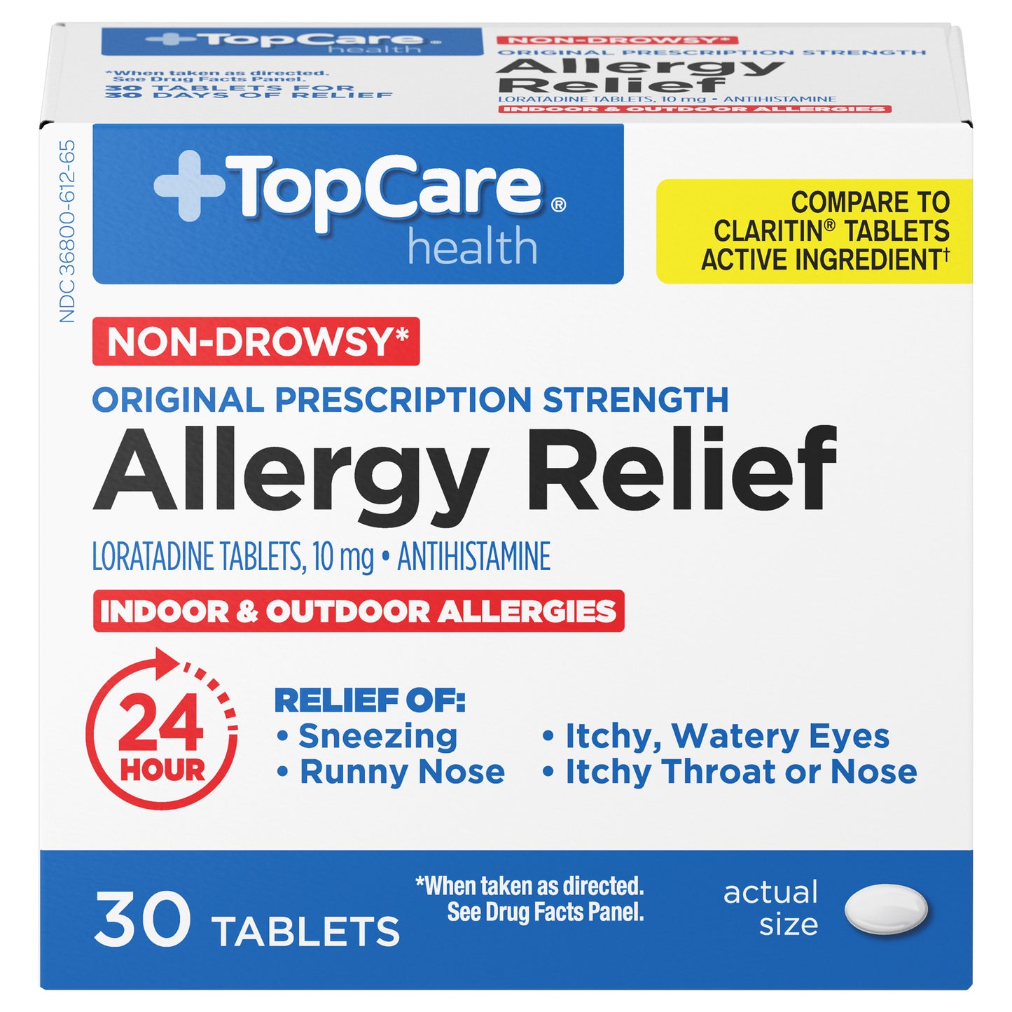TopCare Health Non-Drowsy 10 mg Original Prescription Strength Allergy Relief 30 Tablets