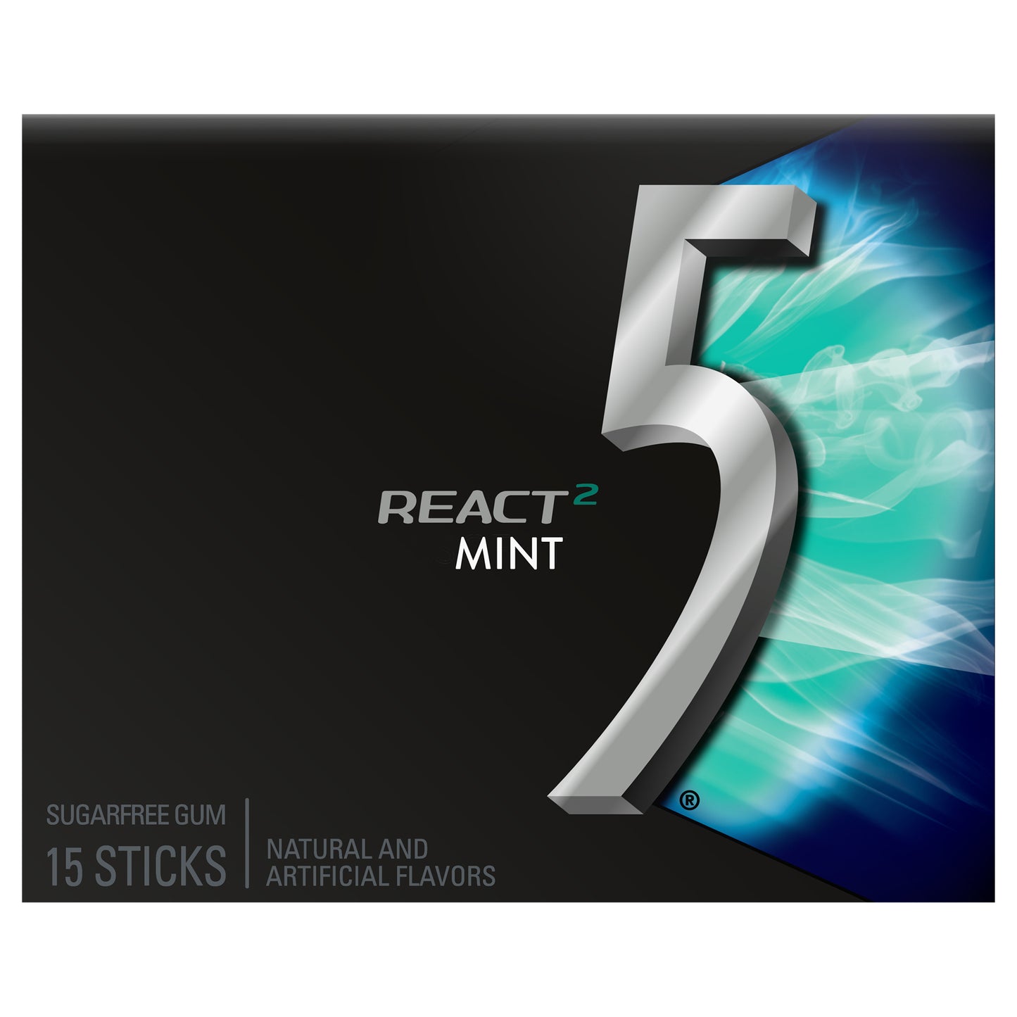 5 GUM React Mint Sugar Free Chewing Gum, 15 Stick Pack
