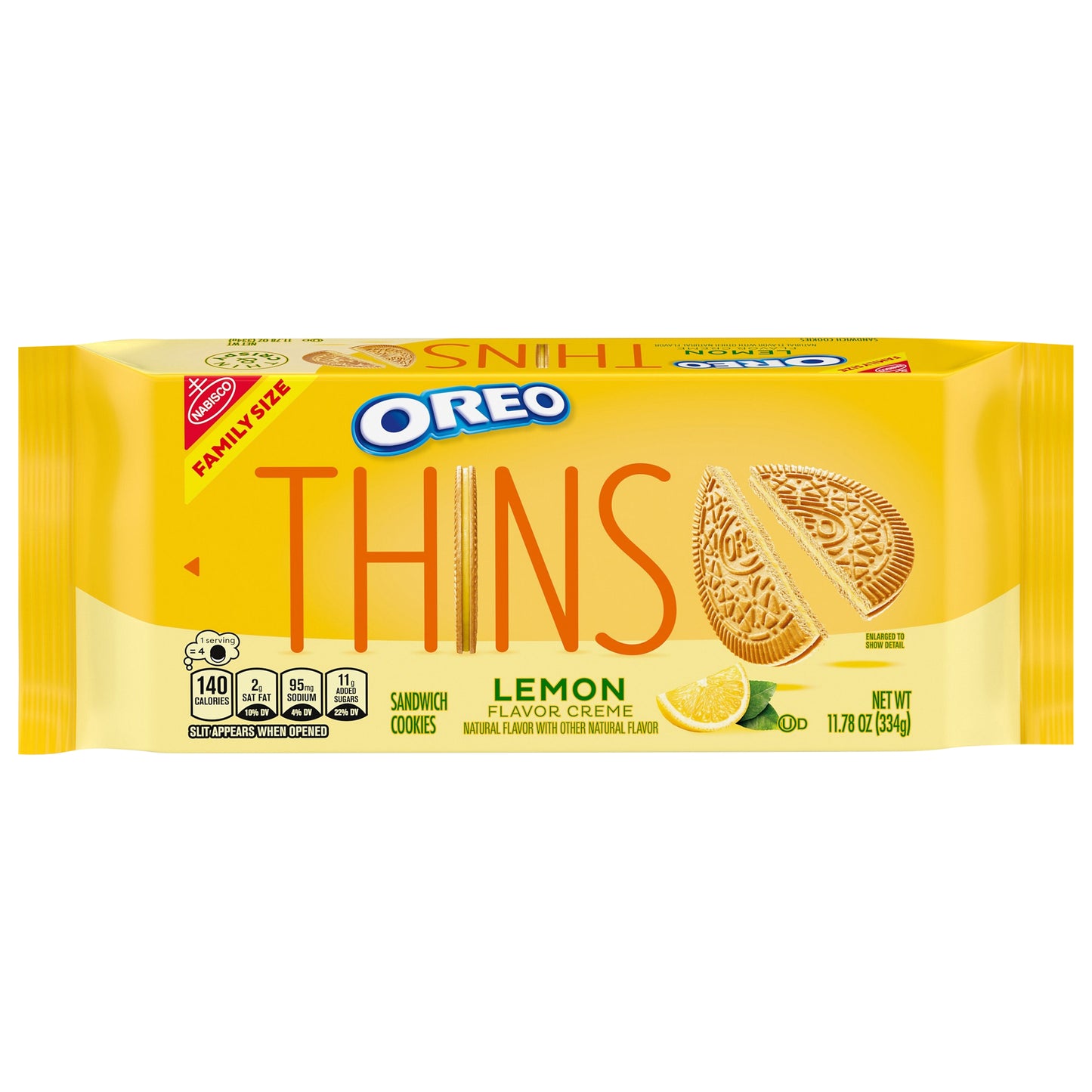 OREO Thins Lemon Creme Sandwich Cookies, Family Size, 11.78 oz