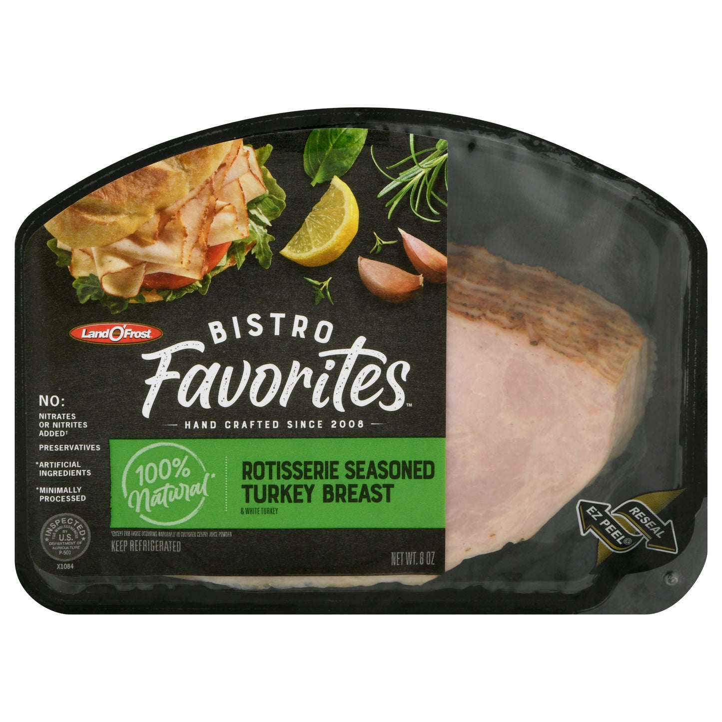 Land O'Frost Bistro Favorites White Turkey Rotisserie Seasoned Turkey Breast 8 oz