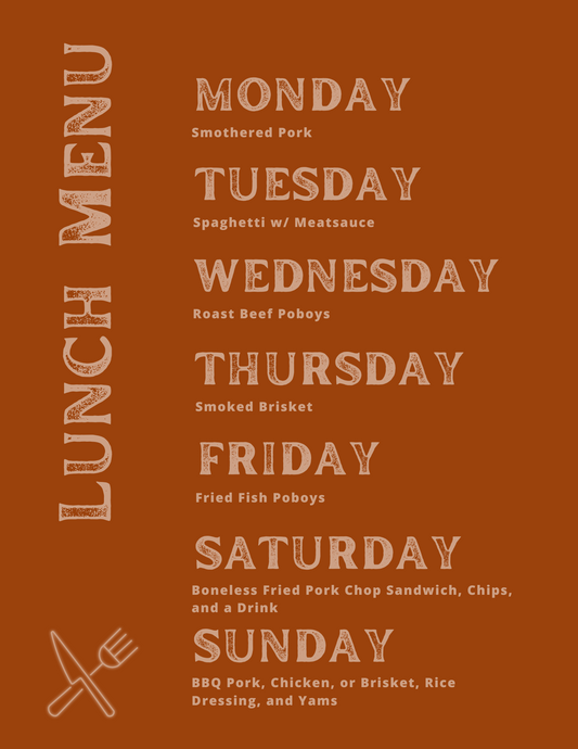 Weekly Menu 6-9 to 6-15