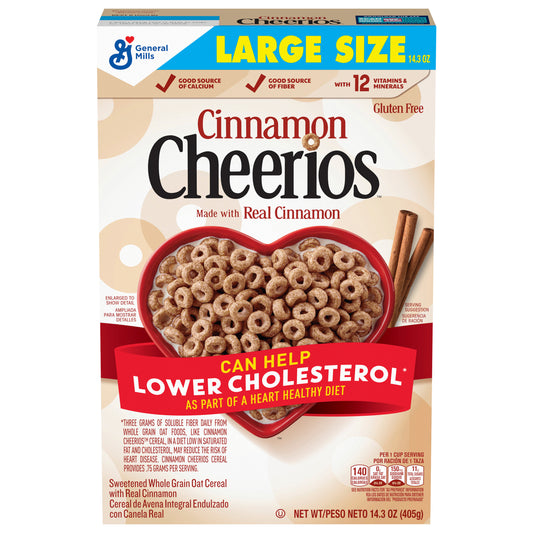 Cinnamon Cheerios, Heart Healthy Cereal, Large Size, 14.3 OZ