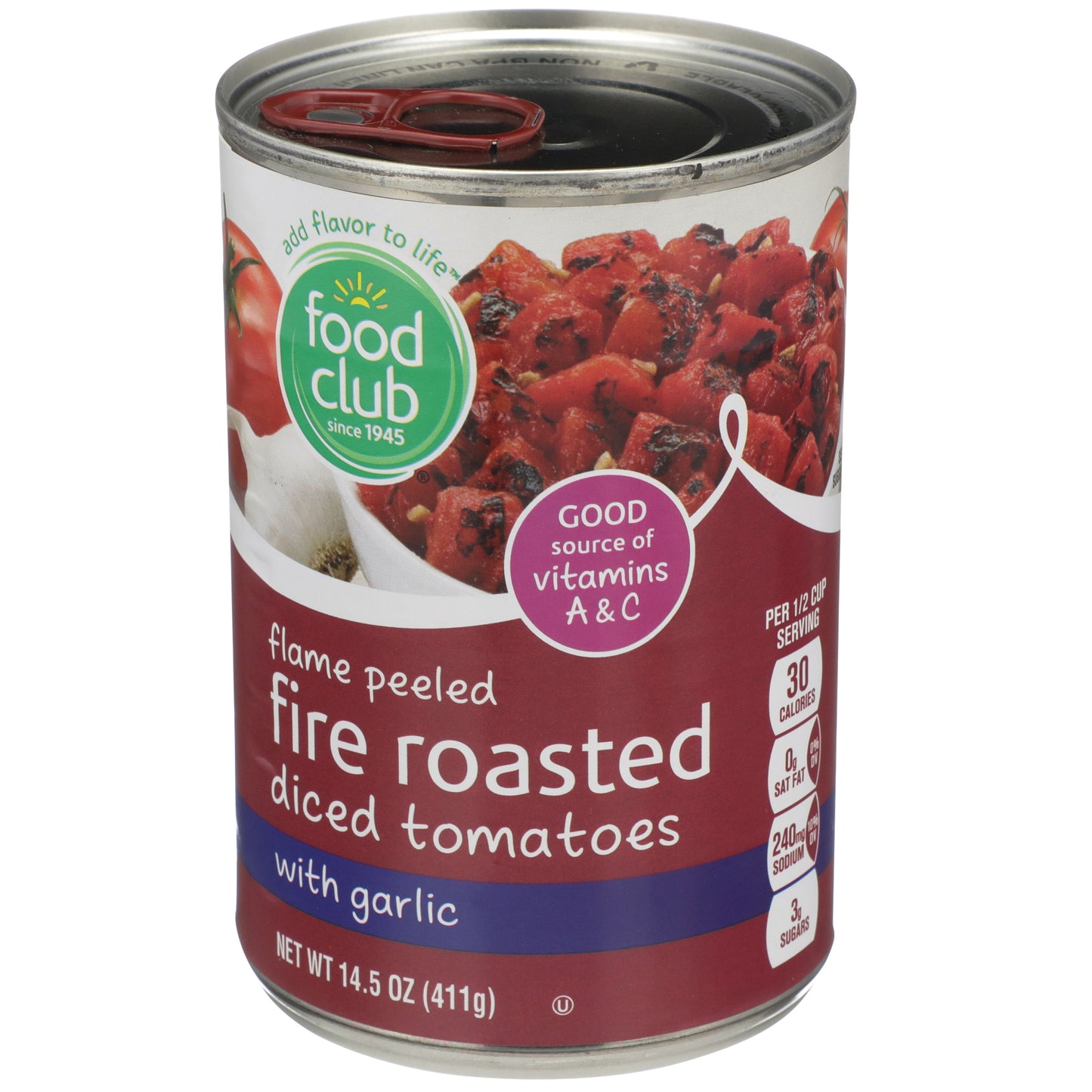 Fire Roasted Flame Peeled Diced Tomatoes With Garlic