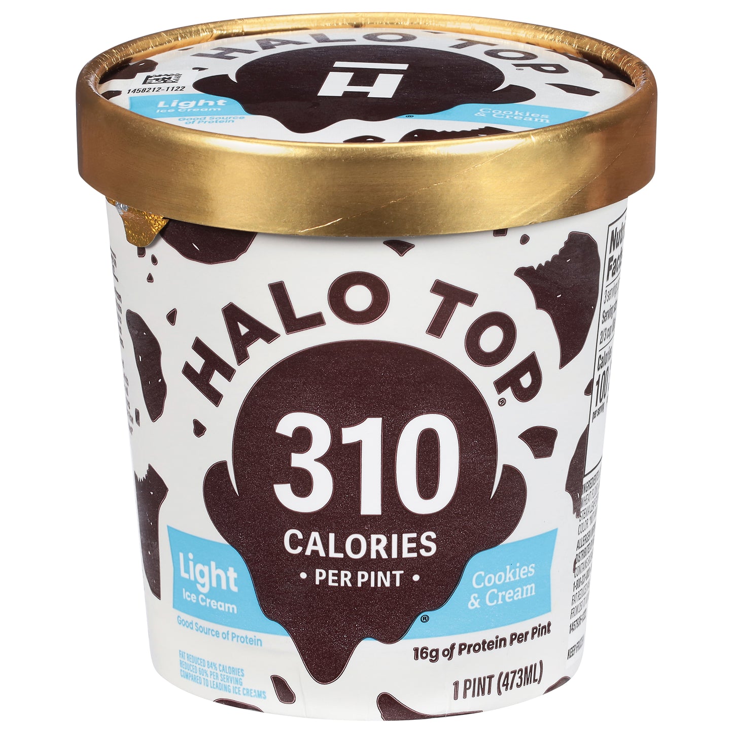 Halo Top Cookies and Cream Light Ice Cream Pint, 16 fl oz