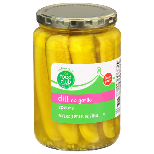 Food Club No Garlic Spears Dill Pickles 24 fl oz