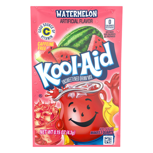 Kool-Aid Unsweetened Watermelon Artificially Flavored Powdered Soft Drink Mix, 0.15 oz Packet