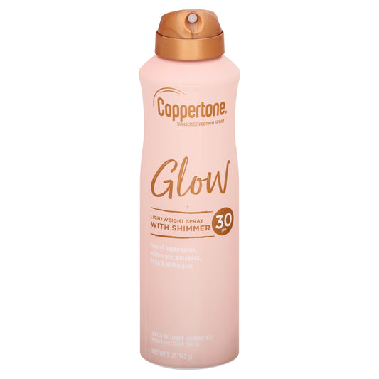 Coppertone Glow Broad Spectrum SPF 30 Sunscreen Lotion Spray 5 oz