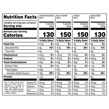 Snickers, Twix, Milky Way & 3 Musketeers Minis Halloween Candy - 30 Ct, 8.57 Oz Bag