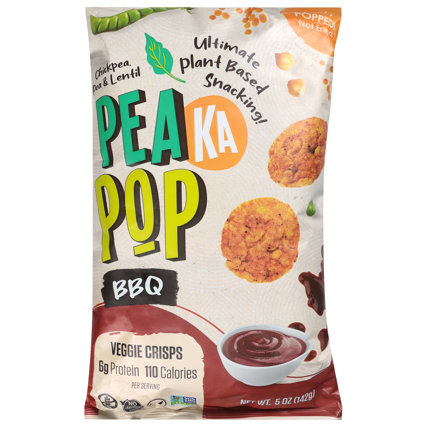 PeaKaPop Popped Not Fried BBQ Veggie Crisps 5 oz