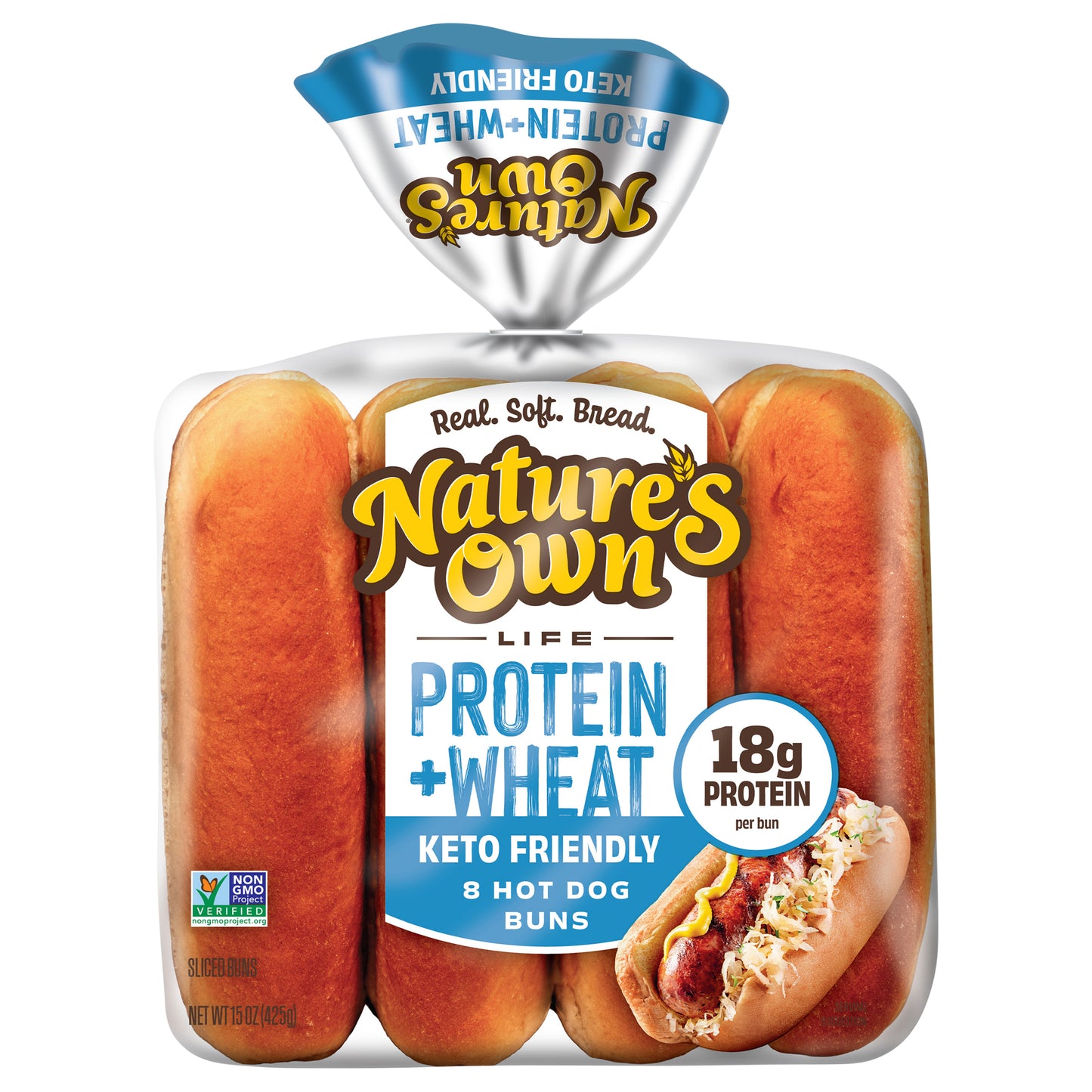 Nature's Own Life Protein Plus Wheat Hotdog Buns, 18g Protein per bun, Non-GMO Keto Friendly, 8 Ct