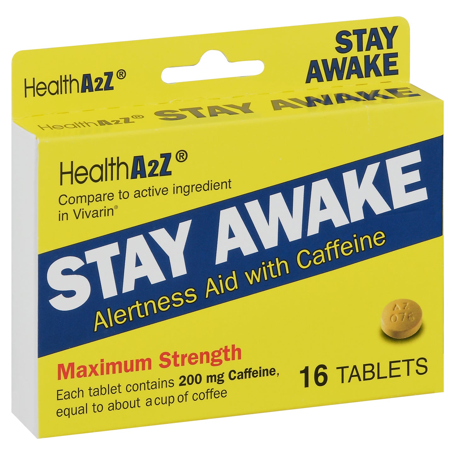 HealthA2Z Stay Awake Maximum Strength Alertness Aid with Caffeine Tablets 16 ea