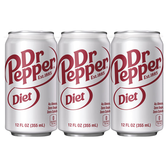 Diet Dr Pepper Soda, 12 fl oz cans, 6 pack