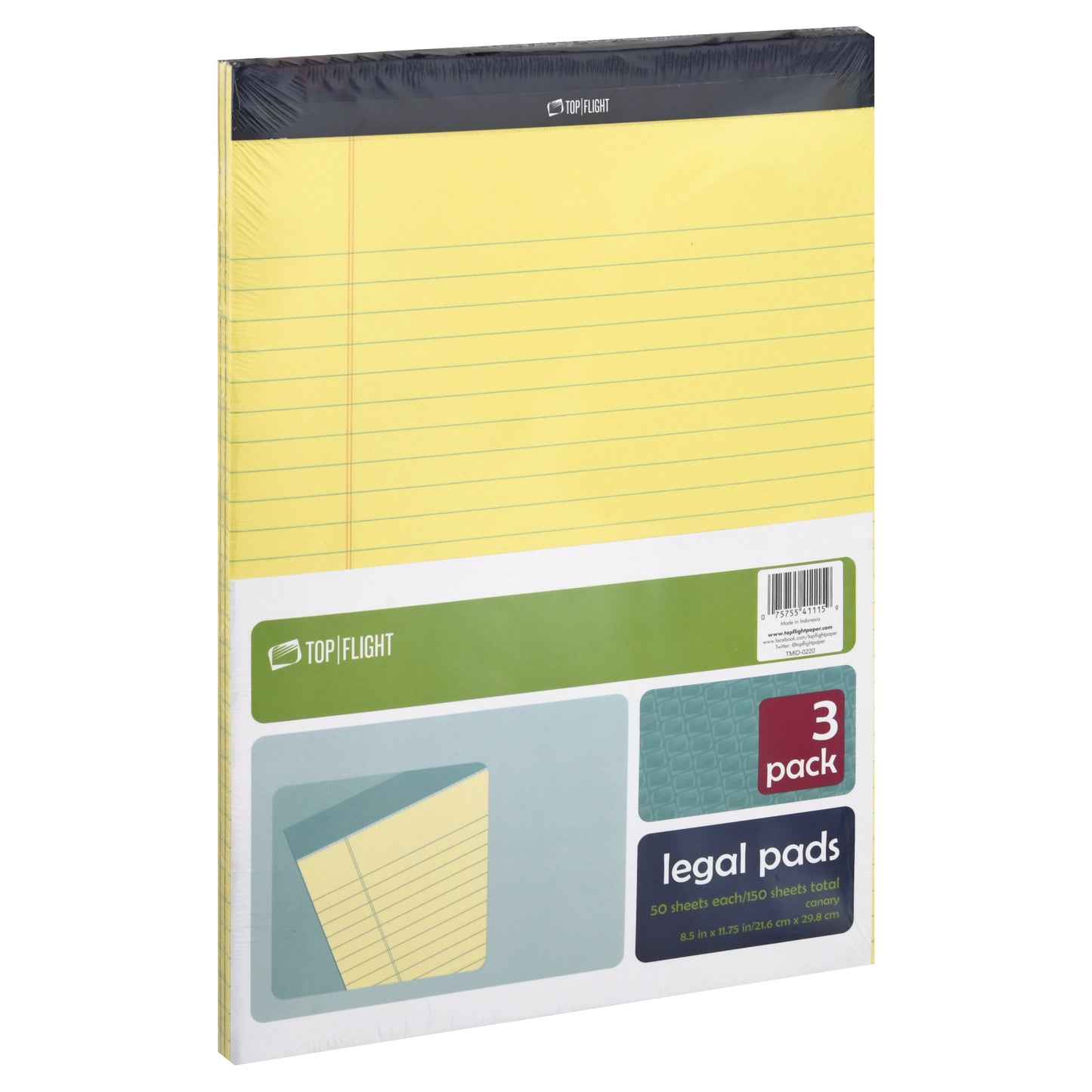 Top Flight 3 Pack Canary Legal Pads 3 ea