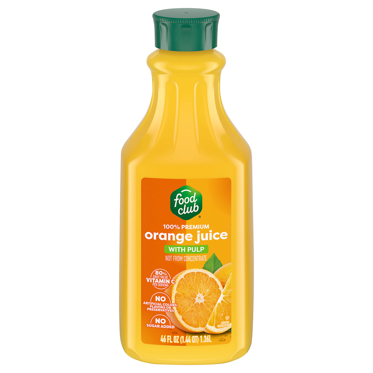 Food Club 100% Premium Orange Juice with Pulp 46 fl oz