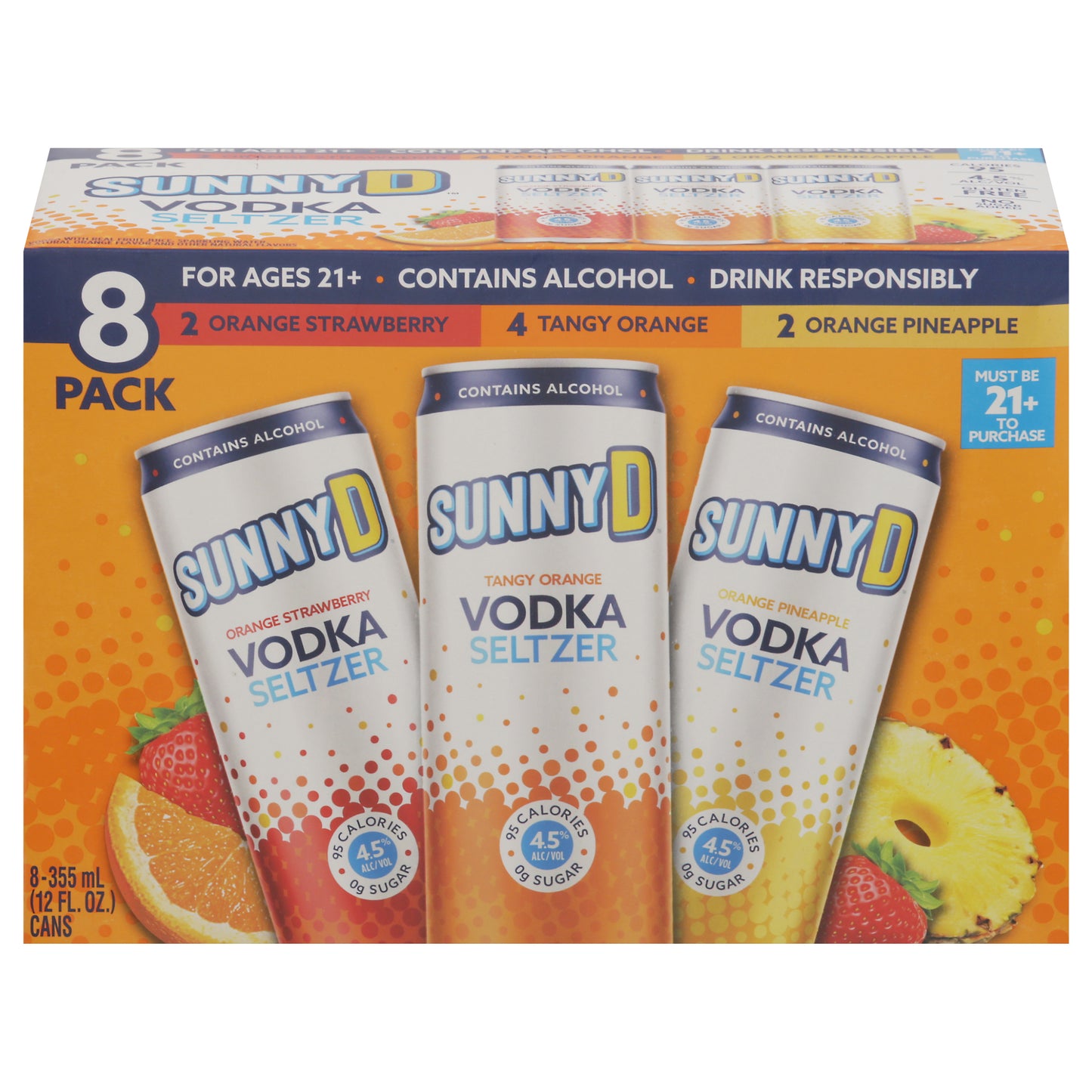 Sunny D Assorted Vodka Seltzer 8 - 12 fl oz Cans