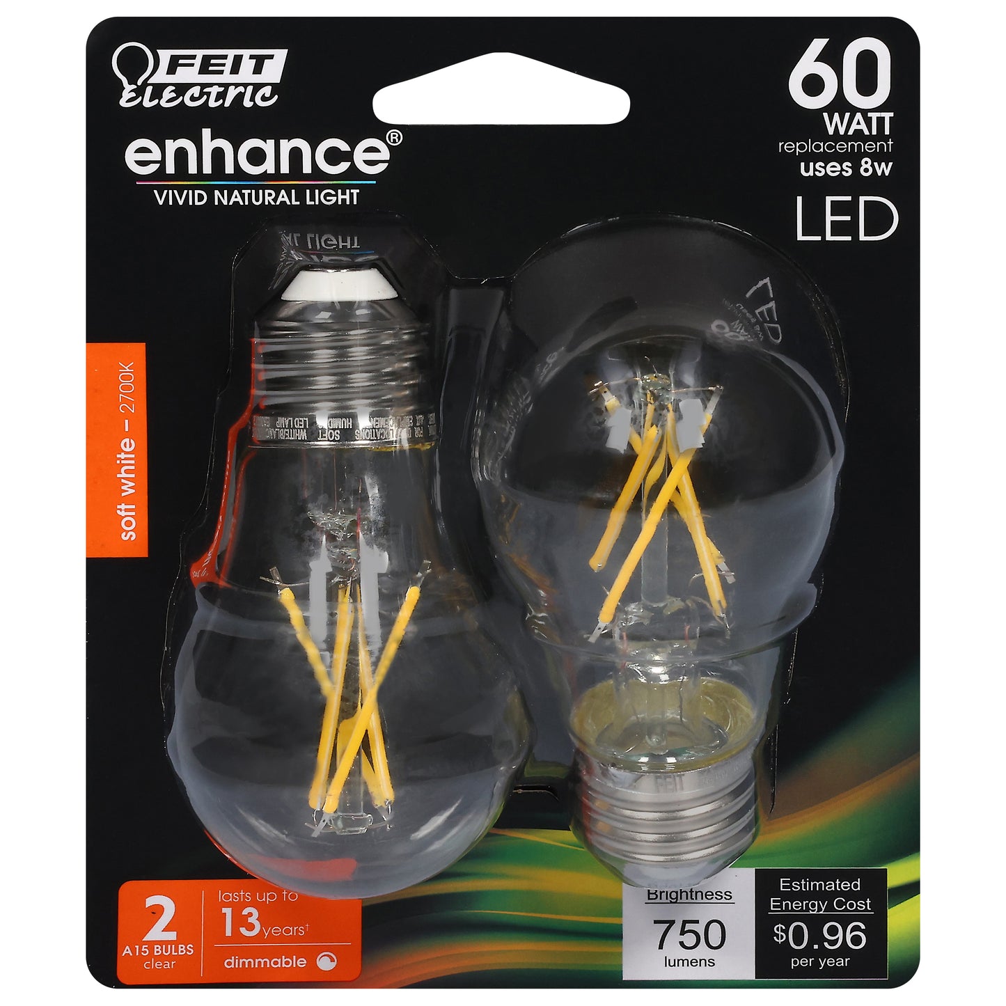 Feit Electric Enhance 8 Watts LED Soft White Clear Bulbs 2 ea