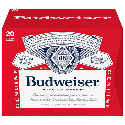 Budweiser Beer, 20 Pack 12 fl. oz. Bottles, 5% ABV