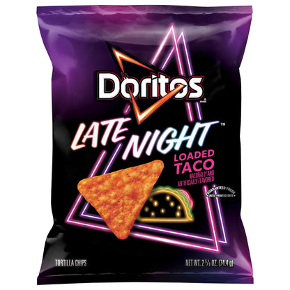Doritos Tortilla Chips Late Night Loaded Taco Flavored 2 5/8 Oz