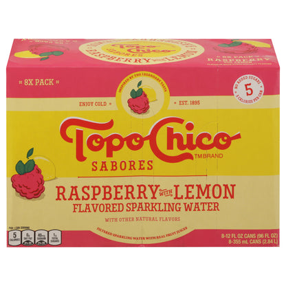 Topo Chico Raspberry with Lemon Flavored Sparkling Water 8 - 12 fl oz Cans