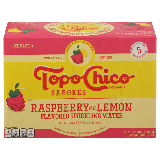 Topo Chico Raspberry with Lemon Flavored Sparkling Water 8 - 12 fl oz Cans