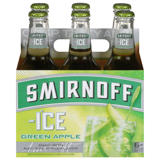 Smirnoff Ice Premium Green Apple Malt Beverage 6 - 11.2 fl oz Bottles