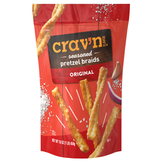 Crav'n Flavor Original Seasoned Pretzel Braids 16 oz