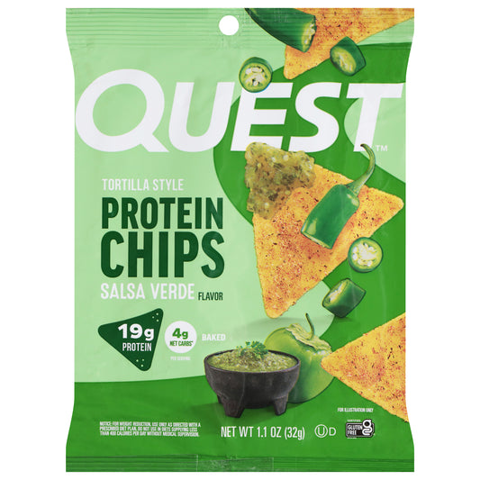 Quest Tortilla Style Baked Salsa Verde Flavor Protein Chips 1.1 oz