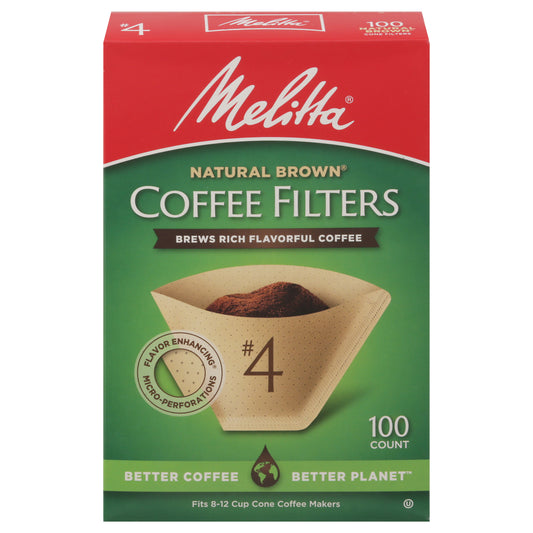 Melitta Natural Brown No. 4 Coffee Filters 100 ea