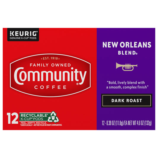 Community Coffee New Orleans Blend® Dark Roast Single Serve 12 ct Box