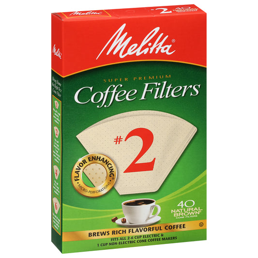 Melitta Number 2 Natural Brown Super Premium Coffee Filters 40 ea