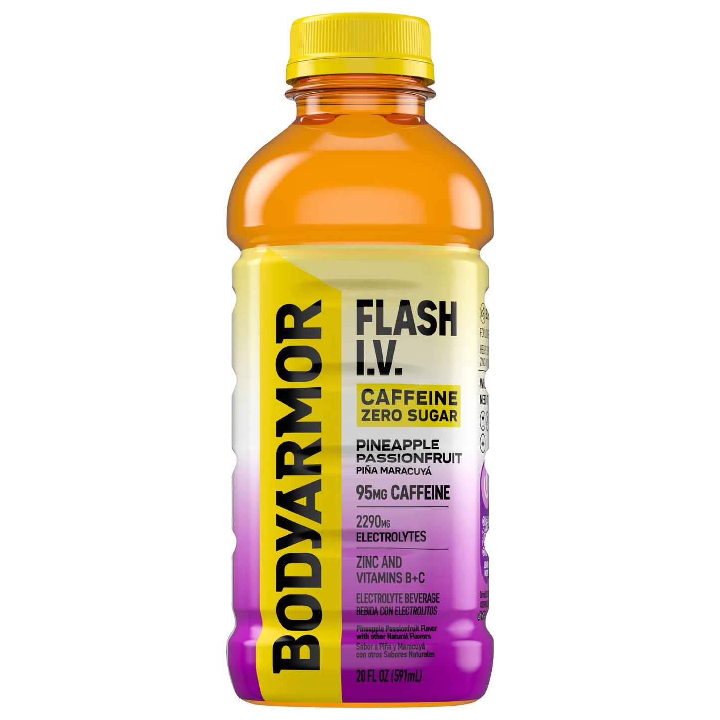 BODYARMOR Flash IV Zero Sugar Caffeine Pineapple Passionfruit Bottle, 20 fl oz