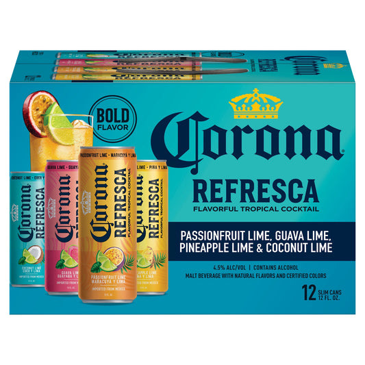 Corona Refresca Variety Pack Spiked Tropical Cocktail, 12 pk 12 fl oz Cans, 4.5% ABV