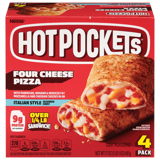 Hot Pockets Italian Style Seasoned Crust Four Cheese Pizza Sandwich 4 Packs