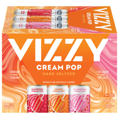 Vizzy Cream Pop Raspberry/Orange/Strawberry Hard Seltzer Variety Pack 12 - 12 fl oz Cans