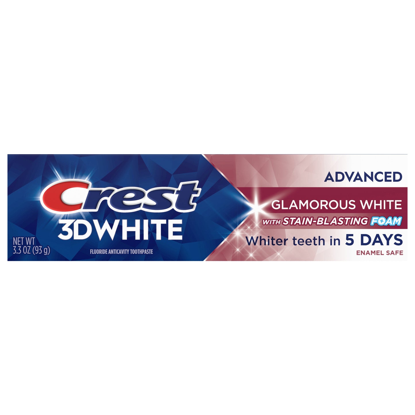Crest Toothpaste 3DWhite Advanced Teeth Whitening, Glamorous White, 3.3 oz