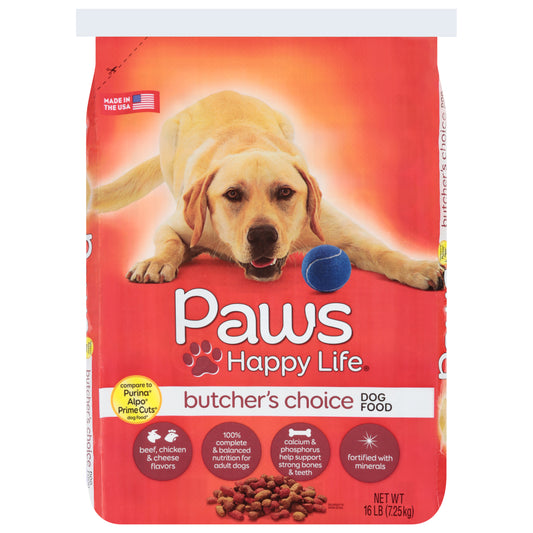 Paws Happy Life Butcher's Choice Beef, Chicken & Cheese Flavors Dog Food 16 lb